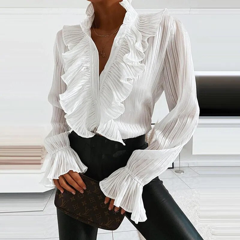 RUFFLE CHIFFON BLOUSE