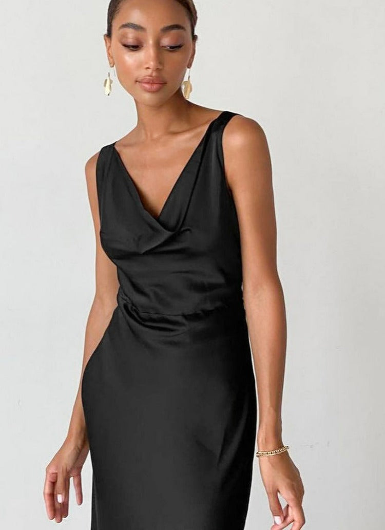 BLACK SATIN DRESS